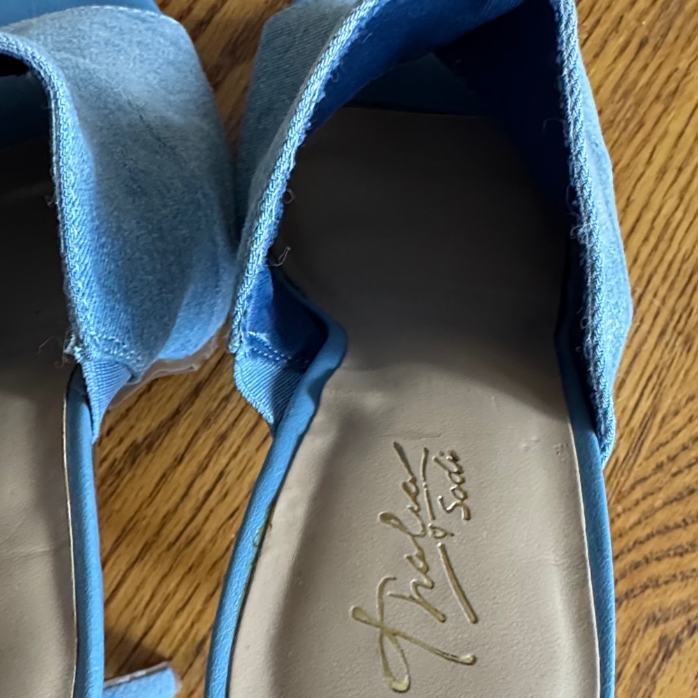 Thalia Sodi Light Blue Denim Open-Toe Stiletto Mules - Like NEW! - Picture 11 of 12